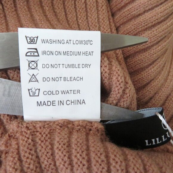 New Lillusory Womens Ribbed Knit Turtleneck Sweater Medium Camel Brown - Picture 10 of 13